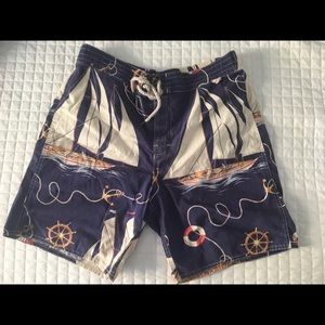Vintage Polo Ralph Lauren Swim Trunks Sail Boats